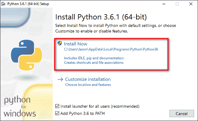 Python Installer window